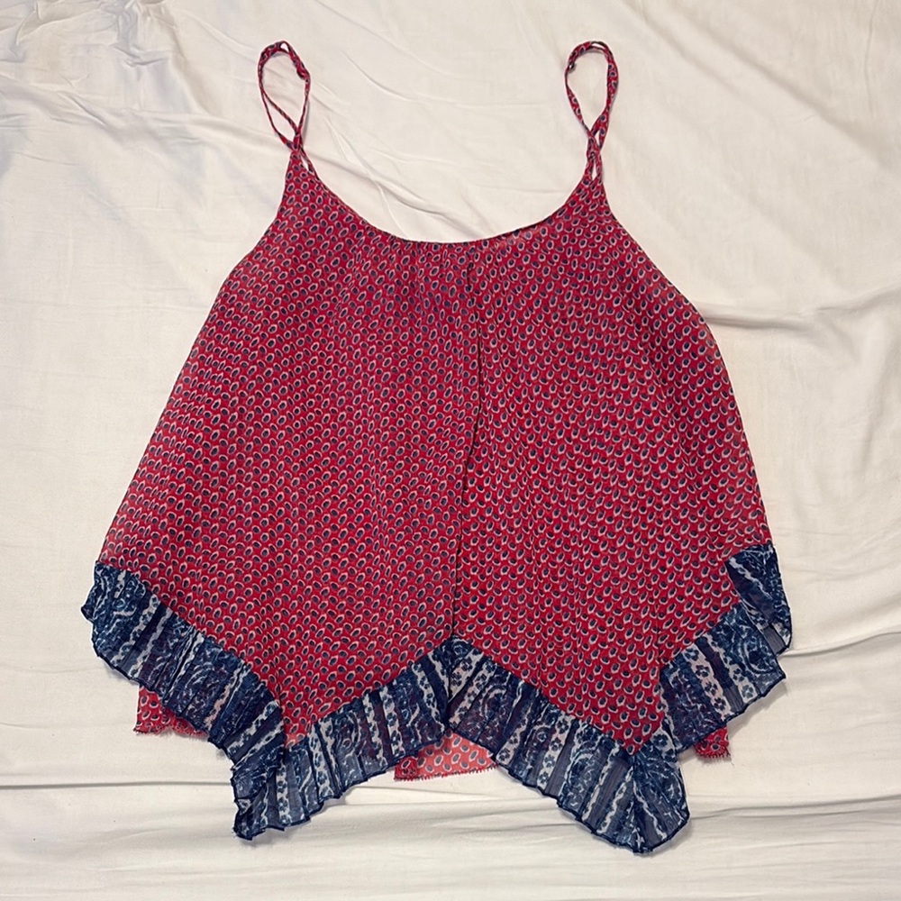 Abercrombie and Fitch Red and Blue Women's Top